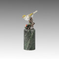 Animal Pássaro Estátua Birdle Feliz Bronze Escultura Tpal-306